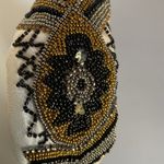 Hand Beaded Mexican Headband Beige Padded Turban Style Embroidered Boho NWT Gold Photo 8