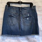 Wild Fable Skirt Womens 12 Dark Blue Denim Distressed Mini Short Fringe Raw Edge Photo 2