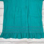 Tantrums Womens Medium Blouse boho pleated ruffle Longsleeve scoopneck Photo 7