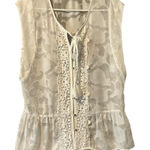 Daniel Rainn Size Small White Semi-Sheer Tunic Sleeveless Top Lace Crocheted Photo 0