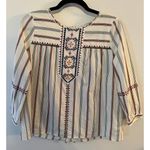 A loves A Embroidered Peasant Blouse Button Back Red/White/Blue Women Small Boho Photo 0