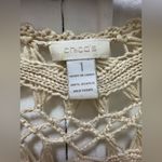 Chico's  Open Crochet Short Sleeve Sweater San Tan Pullover Women's Size 1 Small Photo 1