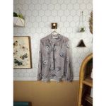 Bishop and Young Gray Lavender Sheer Floral Bow Blouse - Size - Small Photo 2