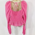 Free People NWT  Chloe Top in Aurora Pink Sz XS Sweetheart Neckline Smocked Back Photo 2