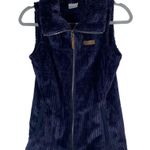 Columbia Women's Fire Side Sherpa Vest Ribbed Blue Zip Front Size Small Photo 0