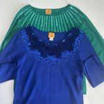 2 Women's Green Royal Blue Sequin Knit Tops by Ruby Rd., Sz: S (b43) Photo 0