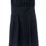 ABAETÉ | Size 4 | Black Strapless Gathered Pleated Bust Halter Mini Sheath Dress Photo 3