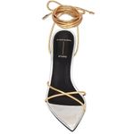 Black Suede Studio Talia Heel Pointy Sandal in Silver Gold 39 New with Box Women Size 8 Photo 1