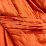 Mac Duggal  Pleated Cascade Detail One-Shoulder Satin A-Line Gown in Orange US 6 Photo 8