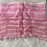 Land’s End Women’s Pink & White Striped Ombré Oblong Fringe Scarf Photo 0