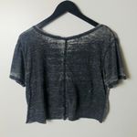 Disney Mickey Mouse T Shirt Raw Hem Crop Top Cotton Burnout Graphic Tee Gray L Photo 8