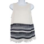 Madewell Villagrove A Line Fringe Sweater Womens M Tank Top Bright Ivory Photo 1
