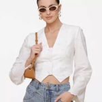 Avec Les Filles Women's Cotton Eyelet Vest-Style Top White Embroidered Sz L Photo 0