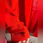 H&M Red Blazer NWOT ruched sleeves pockets open holiday loose fit XL career wear Photo 3