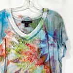 Gloria Vanderbilt XL Top Handmade Tie Dye Embroidered Crochet Neck Colorful 1525 Photo 4