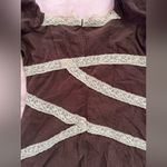 Free People  Brown Bow Mini Dress with Cream Lace Photo 5