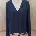 Ramy Brook Womens Navy Ruched Sleeve
V-Neckline Silky Blouse Sz XS Photo 2