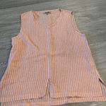 Flax  100% Linen Tank Top Size M Orange Stripe Relaxed Fit Lightweight Summer Photo 0