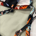 Women’s Blue Orange Padded Bra Style Floral Ruffle Swim Bikini Top Sz S Photo 5