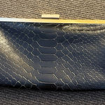 NWT HOBO International Black Snakeskin Embossed Leather Frame Wallet Clutch New Photo 0