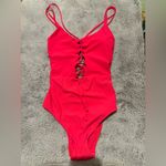 NWOT Skinny Dippers by MiracleSuit Swimsuit One Piece Suga Babe Lace Up Swimsuit Pink Photo 1