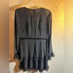 Lulus Lulu’s black dress w tiny white dots and velvet trim size Medium-lovely ruffles Photo 8