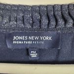 Jones New York  Metallic Top Navy Silver Peplum Long Sleeve Pullover Size MP Photo 1