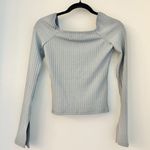 Madewell  Ribbed Square-Neck Long-Sleeve Tee in Craft Blue Size XXS NWT Photo 4