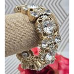 Ann Taylor  Gold Tone Chunky Statement Crystal Stretch Bracelet Formal Wide Photo 5