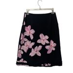 The Limited  Floral Skirt Size 2 Y2K Black Pink Flower Print Pencil Ruffle Hem Photo 1