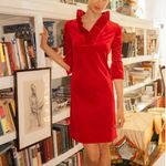 Gretchen Scott NWT Ruffneck Red Silky Velvet Dress Sz M Photo 2