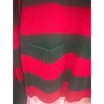 VTG hand loomed 100% virgin fiber Striped Knitted Sweater Womens Medium 80's Red Photo 2