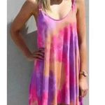 🆕Pink Colorful Tie Dye Trendy U Neck Swing Mini Dress S🆕 Pink Photo 0