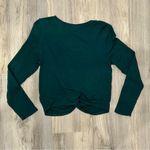 Ivoire Dark Green Long Sleeve Cropped T Shirt Front Twist Top Rayon Size L Size L Photo 4