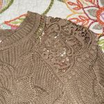 Andree by Unit  women's size small pullover tan knit sweater with lace detailing Photo 5
