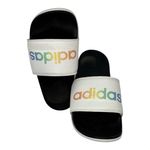 Adidas Adilette Size 6 White Rainbow Slides H02488 Flat Sandals Slippers Comfort Photo 1