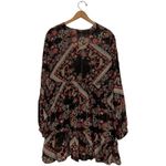 ZARA  Floral Paisley Print Long Sleeve V Neck‎ Mini Dress Photo 3