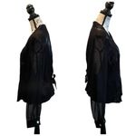 Piacere Chiffon blouse Metallic Black Plus Size 24 Sheer Sleeves Formal Dazzle Photo 2