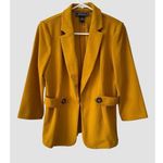 NYCC Mustard Yellow Blazer Jacket Women’s Medium Shoulder Pads Hook Closure NWT Photo 0
