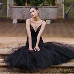 Hutch NWT  Anthropologie Lucia V-Neck Tulle Maxi Black Dress Size 6 Photo 2