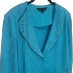 Ming Wang Vintage  Turquoise Blue Beaded Cardigan Old Money Luxury Substantial S Photo 2