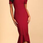 Lulus How Much I Care Wine Red Off-the-Shoulder Midi Dress Photo 0