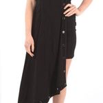 Just Cavalli NEW Asymmetric Draped Midi Dress size 46 IT Black Photo 0