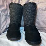 Minnetonka Tall Suede Tweed Boots Sheepskin/ Wool Lining Black 8 Photo 3