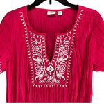 Cato Blouse Womens 14-16W Pink Embroidered Floral Geo Gauzy Cover Up Boho Top Photo 2