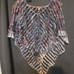 One World Top Medium Bohemian Paisley Sheer Poncho Blouse Festival Photo 0