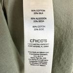 Chico's Shirt Blouse Womens 3 US XL Olive Green Cotton Silk Button Up Jeweled Photo 4
