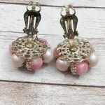 Vintage Clip On Earrings Shades of Pink Cluster Just Over 7/8" Photo 7