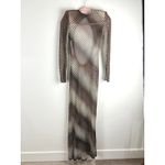 Bronx and Banco Electra Brown Optical Illusion Maxi Dress XS The Viral Mesh Moment Photo 3