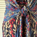 BCBGMAXAZRIA  Leaf Patterned Waist Tied Short Sleeve V Neck Dress Photo 3